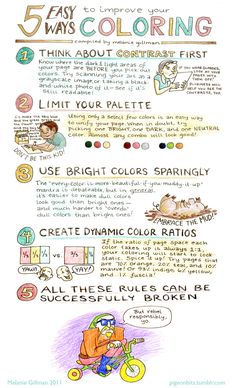 the five ways to improve your child's coloring poster is shown in this image