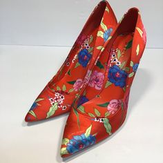 New Aldo Bright Red Floral Print Stiletto Pumps Pointed Toe Size 7.5 Approximately 4” Heels. Spring Fabric Heels Fitted, Fitted Fabric Heels For Spring, Spring Fabric Fitted Heels, Red Floral Print Heels With Round Toe, Spring Floral Print Pointed Toe Heels, Floral Print Heels For Spring, Red Fabric Party Heels, Fitted Floral Print Heels For Spring, Spring Floral Print Fabric Heels