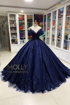 Dark Blue Ballgown, Dark Blue Sparkly Dress, Blue Ballgown, Black Blue Dress, Debut Gowns, Xv Dresses, Blue Sparkly Dress, Beads Dress, Quinceanera Themes Dresses