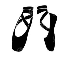 a pair of ballet shoes that are black and white with the word dance on it