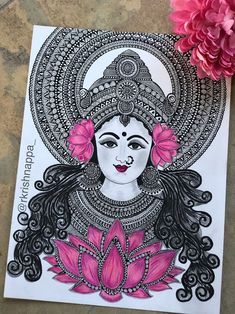 Lakshmi Art, Zantangle Art, Mandala Art Therapy, Lotus Art, Hindu Goddess, Doodle Art Drawing, Mandala Art Lesson, Mandala Artwork