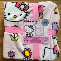 hello kitty baby blanket with pink ribbon