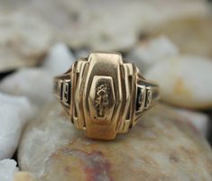 Vintage Art Deco Jewelry Balfour 10k Yellow Gold 1948 GTM Signet Size 9 1/4 Art Deco Modernist by VintageEstate86 on Etsy Art Deco Polished Signet Ring As Gift, Yellow Gold Engraved Ring With Maker's Mark, Gold Hallmarked Art Deco Jewelry, Gold Engraved Ring With Maker's Mark, Collectible, Gold Art Deco Hallmarked Jewelry, Art Deco Engraved Ring With Polished Finish As Gift, Yellow Gold Jewelry With Maker's Mark As Gift, Gold Engraved Ring With Maker's Mark For Gift, Gold Engraved Ring With Maker's Mark As Gift