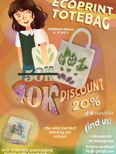 an advertisement for the eco - friendly shopping event, with a woman carrying bags on her back