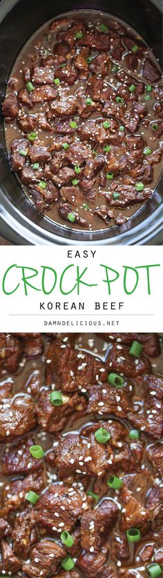 an easy crock pot korean beef recipe is ready to be eaten