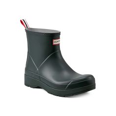 HUNTER-Play Short Rain Boot - Men's Handle rainy days with ease in the Hunter Play Short rain boot. The 100% waterproof design ensures comfort, while the EVA footbed, angled block heel, and treaded sole provide support underfoot. Short Rain Boot, Short Rain Boots, The Hunter, Rain Boot, Rainy Days, Boots Men, Rain Boots, Block Heels, Dark Green