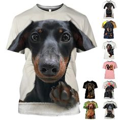 a black and brown dog with his paw on top of a t - shirt