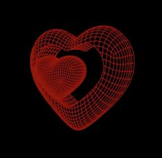 a red heart on a black background with lines in the shape of a meshwork