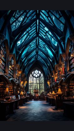 the inside of a large library filled with lots of books