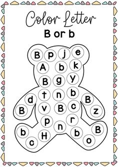 the letter b is for teddy bear coloring page with letters and numbers to print out