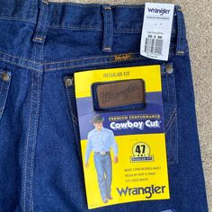 Nwt Wrangler 47mwz Cowboy Cut Regular Fit Jeans - "Prewashed" - Size 30x38 New With Tags! Product Features 100% Cotton Heavyweight Denim, 14.75 Oz Classic Five Pocket Style Regular Fit High Rise Zipper Fly With Button Closure Leg Opening Fits Over Boot Wrangler Cowboy Cut, Wrangler Jeans, Jeans Fit, Denim Jeans, Cowboy, Man Shop, Blue