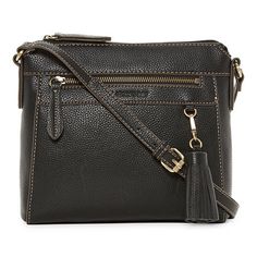 This St. John's Bay women's Quincy crossbody bag is a classic you'll reach for again and again. Made from smooth faux leather with a zip closure, this handbag has interior and front zip pockets, a leather tassel, and is accented with gold-tone hardware. Adjust the shoulder strap to your desired length and wear it with your favorite chic ensemble.Features: Adjustable Straps, PocketClosure Type: ZipperPockets: 1 Inside Zip Pocket, 1 Front Zip Pocket, 1 Back Slip PocketMetal Color: Gold ToneMeasure Cross Body Bags, Leather Tassel, Black Cross Body Bag, Handbag Accessories, Cross Body Handbags, Cross Body, Leather Women, Zip Pockets, Crossbody Bag