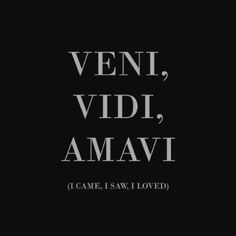 a black and white photo with the words veni, vidi, amavi