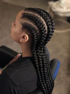 4 Conroe Braids Hairstyles, Side Cornrows Braids For Black Women, Six Cornrows Braids, Four Cornrow Braids, 3 Braids Hairstyle, Long Cornrows Braids, Six Braids, Four Braids Cornrow, 4 Cornrows Braids