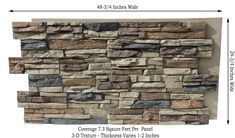 a stone wall is shown with measurements for the width and length, as well as how to measure it