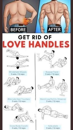 a poster showing how to get rid of love handles in the chest and lower back