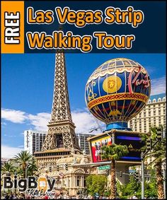 the las vegas strip walking tour is featured in front of the eiffel tower