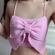 Crochet Bow Ties, Crochet Sweater Design, Summer Top Pattern, Crochet Pink, Animals Crochet, Crochet Toddler, Crochet Bows