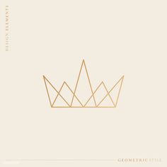 a gold crown on top of a beige background with the word geometric style written below it