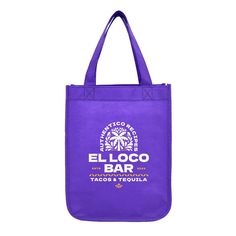 Make a statement with our Custom Printed Compact Non-Woven Tote, measuring 9"W x 11.5"H x 4"G. This solid-color shopping tote is crafted from durable non-woven material, providing both style and functionality. The open-top design, rounded bottom, and two 14" carry handles make it a convenient and versatile accessory for your daily needs. Features: Compact design for easy and convenient use. Durable non-woven material ensures longevity. Open-top and rounded bottom enhance accessibility. Two 14" c Purple Tote, Purple Tote Satchel For On-the-go, Eco-friendly Purple Bag For Shopping, Elegant Purple Tote Bag, Eco-friendly Purple Tote Bag, Open Top, Grocery Tote, Woven Tote Bag, Shopping Tote