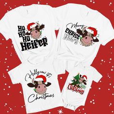 Looking for the perfect Christmas gift? Look no further than our cow christmas shirt! This hilarious shirt features a cute little cow with christmas quote. Whether you're giving it as a present to someone special or just looking for something fun to wear on Christmas day, this shirt is sure to be a hit. Plus, who couldn't use a little laughter in their life during the holiday season? So why not buy yourself or a loved one a cow christmas shirt today? * S I Z I N G * ✺ Sizing is unisex  ✺ For adults, size runs like men's, though not overly large. Most women find their typical size works best, since they are meant to fit a touch loose and go up 1 or 2 sizes if you want the oversized look. ✺ Size guide and fit:  The size chart is listed in photos above.  Please use the measurement for the mos Cow Shirts, Group Matching, Little Sister Gifts, Christmas Shirt Funny, Cow Christmas, Christmas Cow, Funny Cow, Christmas Quote, Farm Boys