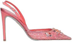 Elegant Pink Slingback Pumps For Gala, Pink Pointed Toe Slingback Pumps For Wedding, Elegant Pink Slingback Pumps For Wedding, Pink Ankle Strap Slingback Pumps For Wedding, Elegant Pink High Heel Slingback Pumps, Pink Embellished Slingback Heels, Pink Slingback Heels For Wedding, Designer Pink High Heel Slingback Pumps, Designer Pink Slingback Pumps For Party