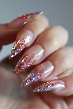 50 Glitter Nail Designs For Beautiful Dazzling Nails 24 Nye Nail Ideas Sparkle, Glitter Nails With Stars, Baby Glitter Nails, Nye Nail Designs, Simple Glitter Nails, Nail Glitter Design, Nye Nail Ideas, Glitter Sparkle Nails, Nails Nye