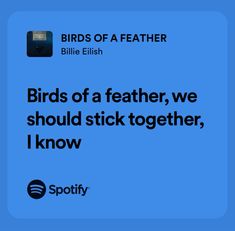 the birds of a featherer, we should't be able to stick together