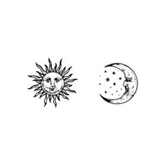 two drawings of the sun and moon