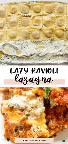 lasagna casserole with cheese and spinach on top in a white plate