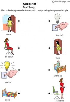 an image of opposites and opposites worksheet with pictures on the same page