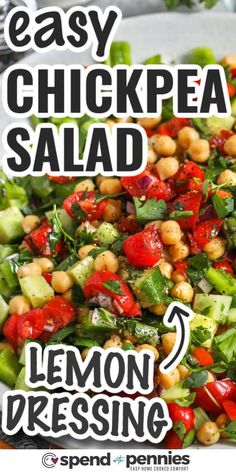 a salad with chickpea and lemon dressing