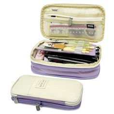 Store all your stationery tools with our large capacity expandable pencil cases. Multiple compartments for you to separate and better organize your items. The pencil case is also expandable; just unzip the wraparound expansion zipper for more space. Students can use the pencil case to hold pens, white-out, calculators, rulers, markers and scissors. Artists can also use the case to hold tools such as colored pencils, brushes, water colors and exacto knives. The case can also be used to hold cosme Portable Purple Pencil Case For Daily Use, Purple Portable Pencil Case For Daily Use, Multifunctional Organization Stationery For Back To School, Multifunctional Stationery For Back To School Organization, Multifunctional Stationery For Back To School, Back To School Stationery Zipper Pouch For Storage, Back To School Stationery Zipper Pouch, Multifunctional School Organizer With Pen Holders, Portable Purple Pencil Case For Everyday Use