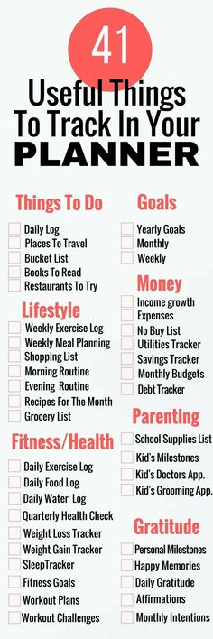 a poster with the words 4 useful things to track in your planner