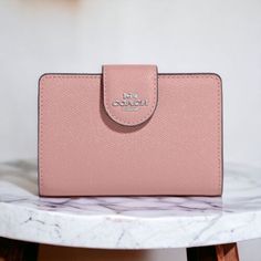 ad eBay - Find many great new & used options and get the best deals for New Coach 6390 Medium Corner Zip Leather Wallet Light Pink at the best online prices at eBay! Free shipping for many products! Feminine Pink Wallet, Classic Pink Wallets With Card Slots, Pink Coach Leather Wallet, Pink Coach Wallet For Travel, Pink Leather Coach Wallet, Classic Pink Leather Wallet, Pink Wallet Coach, Coach Coin Purse, Red Camo