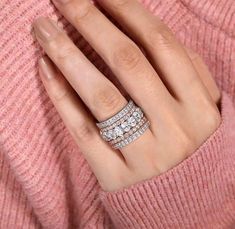 Ring Sets For Women, Engagement Ring Sets, خواتم خطوبة, Ring Rosegold, Diamond Rings Design, Gold Rings Fashion, Gold Ring Designs, Wedding Engagement Ring, Diamond Jewelry Designs