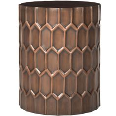 a brown vase with hexagonal shapes on it