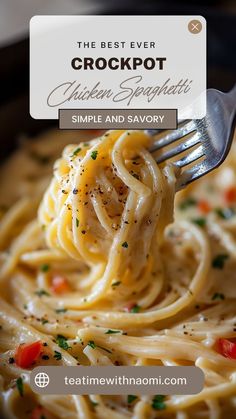 the best ever crockpot chicken spaghetti simple and savory