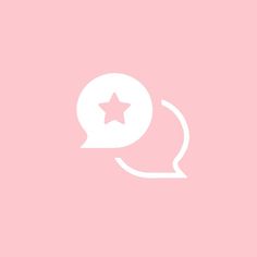 a pink background with a white speech bubble and a star