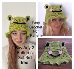 the crochet frog hat is made with two different patterns