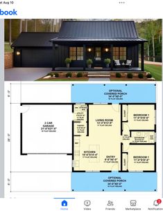 a floor plan for a small house with an attached garage and living room in the middle