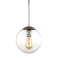 a light fixture with a glass ball hanging from the ceiling