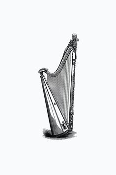 a drawing of a harp on a white background