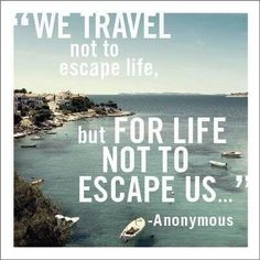 there is a quote that says we travel not to escape life, but for life not to escape us