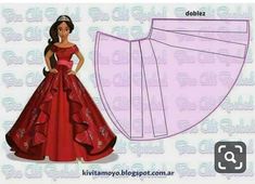 the paper doll is wearing a red dress