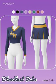 a female mannequin wearing a cheer uniform