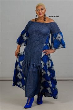 African Print Denim Smock Dress Print Denim, Printed Denim, Bell Sleeve Dress, Smock Dress, Matching Dresses, Dress First, African Print, Head Wraps, Bell Sleeve