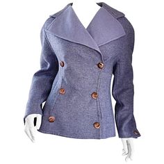 Beautiful vintage BERNARD PERRIS light purple / lavendar Lambswool double breasted Peacoat! Softest Lambswool that feels like cashmere. Features horn buttons up the bodice, with pockets at both sides of the waist. Oversized collar, with large lapels that can be flipped up to keep the ears warm. Looks amazing on, and is a definite winter staple! The perfect pop of color over anything! Pairs well with virtually any color. In great condition. Made in France. Marked Size US 12, but can fit smaller f Desert Boots Women, Sperrys Women, Vintage Lilac, Winter Coat Dress, Timberland Style, Cozy Coats, Vintage Coats, Peacoat Jacket, Purple Jacket