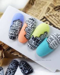 Swanky Stamping, Newspaper Nail Art, Nail Art Printer, Girls Nail Designs, Fruit Nail Art, Eye Nail Art, Art Deco Nails, Soft Gel Nails, Gel Nail Art Designs