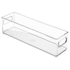 a clear plastic container on a white background